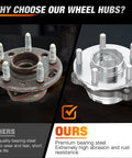 Comparison of a rusty wheel hub and a new Front Wheel Hub Bearing Assembly Compatible With Nissan Altima Murano Maxima Pathfinder Infiniti QX60 JX35 QX50 32 Tooth Spline OE 513296 Replacement Part For Smooth Steering And Quiet Ride
