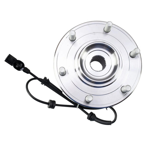 Front view of the Front Wheel Bearing And Hub Assembly For 2017 Through 2023 Nissan Titan 4WD Direct Fit Replacement With Durable Built In ABS Tone Ring