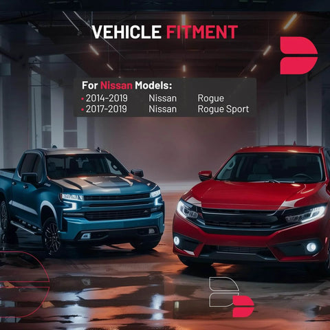 Image showing vehicle fitment for AC Heater Blower Motor Fan Replacement for Nissan Rogue and Rogue Sport models.