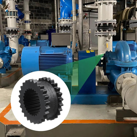9JE Coupling Sleeve Elastomer Gear Sleeve Insert in Nitrile Rubber installed in industrial mechanical system