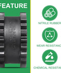 9JE Coupling Sleeve Elastomer Gear Sleeve Insert in Nitrile Rubber with features of nitrile rubber, wear, and chemical resistance.