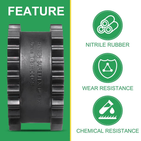9JE Coupling Sleeve Elastomer Gear Sleeve Insert in Nitrile Rubber with features of nitrile rubber, wear, and chemical resistance.