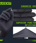 Nitrile Disposable Gloves 4 Mil Latex Free Powder Free Black XL 100 Count showcasing grip and puncture resistance.