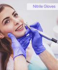 Dentist wearing Nitrile Gloves Powder Free Latex Free 4 Mil Ultra Strong Large 100 Count working on patient