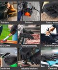 Heavy Duty Nitrile Gloves 10 Mil Black With Diamond Grip Chemical Resistant in various professional uses
