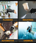 Nitrile Gloves 10 Mil Thick With Diamond Texture Puncture Resistant Powder Free, used in plumbing, industrial, automotive, chemical tasks