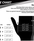 Size chart for 4 Mil Nitrile Gloves 100 Count Latex Free Powder Free Food Safe For Cooking with dimensions for S, M, L, XL