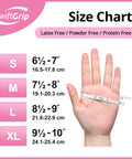 Size chart for Nitrile Exam Gloves 4 Mil Medium Cherry Blossom Powder Free Latex Free Food Safe