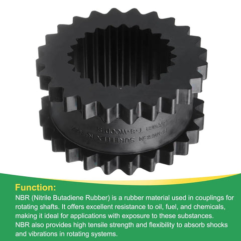 9JE Coupling Sleeve Elastomer Gear Sleeve Insert in Nitrile Rubber 3.43in ID, 5.98in OD, 2.99in elastomer length showing side view