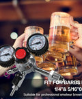 Nitrogen Beer Regulator CGA580 With Dual Gauge 0 To 100 PSI with stacked beer mugs in background