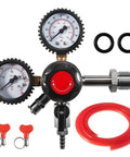 Nitrogen Beer Regulator CGA580 with dual gauge, 0 to 100 PSI delivery pressure, 5ft gas line, and worm clamps for draft systems