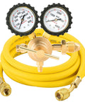 Nitrogen gas regulator HVAC with gauges and hose for pressure control