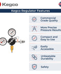 Commercial Grade Nitrogen Gas Regulator With Double Gauges For Kegerators, showcasing features of durability and precise pressure monitoring.