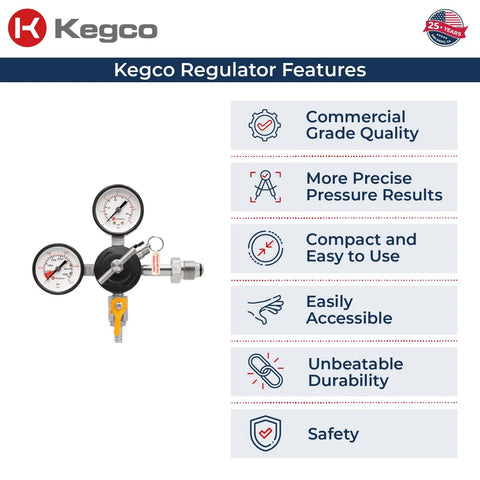 Commercial Grade Nitrogen Gas Regulator With Double Gauges For Kegerators, showcasing features of durability and precise pressure monitoring.