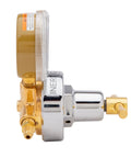 Side view of Nitrogen Purging Regulator For HVAC And Blanketing With CGA 580 Connection 25GX Model, single-stage, brass finish