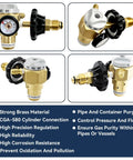 Nitrogen Purging Regulator VN650 With 650 PSI Flow Meter, brass body with quarter-inch male flare outlet and control knob.