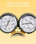 Dual gauge nitrogen regulator with easy-to-read 2 inch dials