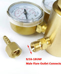 Nitrogen Regulator High Pressure Single Stage Piston Style Forged Brass Body Inlet CGA 580 with gauge and 9/16-18 UNF connector