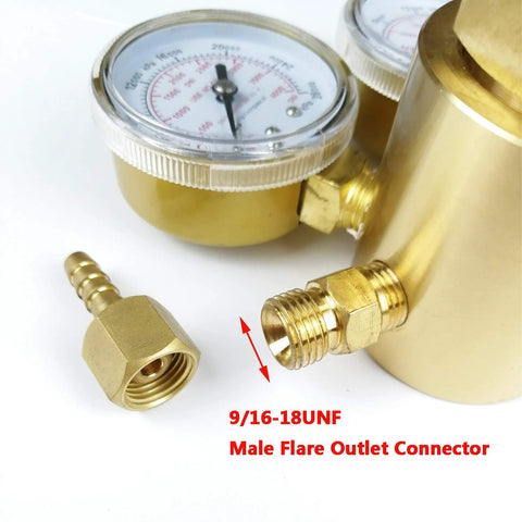 Nitrogen Regulator High Pressure Single Stage Piston Style Forged Brass Body Inlet CGA 580 with gauge and 9/16-18 UNF connector