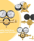 Dual gauge nitrogen regulator with brass body, 0-600 PSI