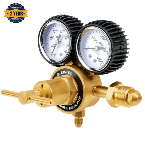 Dual gauge nitrogen regulator with CGA580 connection and 0-600 PSI delivery for purging, inertization, and pressure testing.
