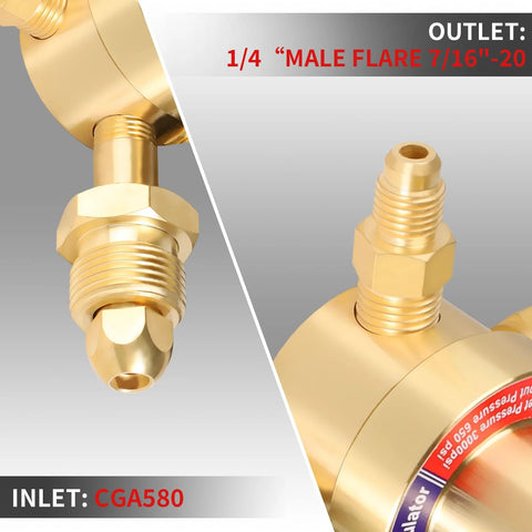 Beefed Up Nitrogen Regulator For Welding And Fabrication With 0 To 4000 PSI Input And 0 To 600 PSI Output, CGA580 Inlet