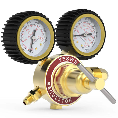 Nitrogen Regulator With Hose For HVAC Purging And Inertization, Adjustable 0 To 600 PSI Low Pressure And 0 To 4000 PSI High Pressure