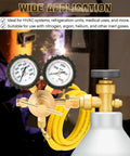Nitrogen gas regulator HVAC with dual gauges and hose