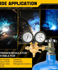 Premium Nitrogen Gas Regulator With Dual Gauges For HVAC Purging Brass Construction Durable And Reliable for Pro Shops