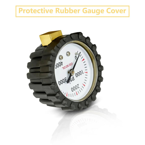 Protective rubber gauge cover for dual gauge nitrogen regulator.
