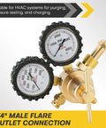 Nitrogen Regulator Kit With Dual Gauges For HVAC And Refrigeration Zero To Eight Hundred Psi Delivery One Quarter Inch Outlet