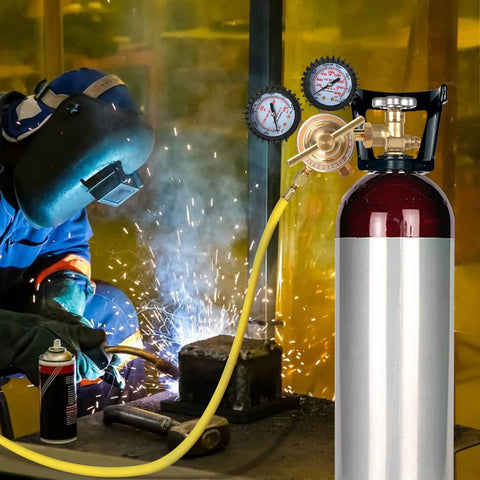 Nitrogen regulator kit for welding with dual gauges and hose