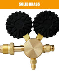 Solid brass Nitrogen Regulator With 6.6 Ft Hose, two black dials, 0 to 800 PSI Outlet, HVAC use, CGA580 Inlet
