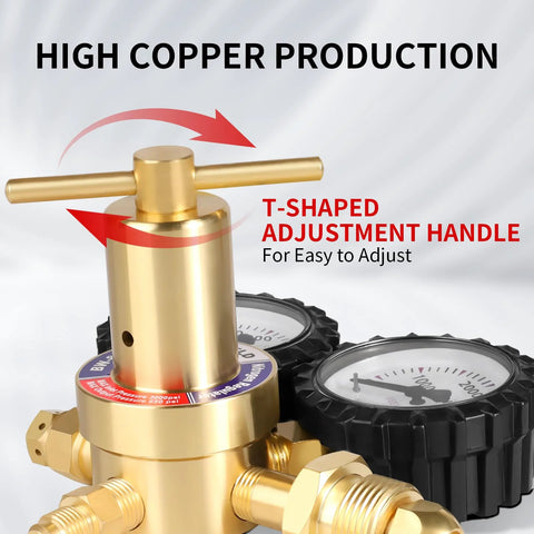 Beefed Up Nitrogen Regulator For Welding And Fabrication With 0 To 4000 PSI Input And 0 To 600 PSI Output with T-shaped handle