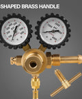 Pro Nitrogen Regulator With 0 To 800 PSI Delivery Pressure, T-shaped brass handle, dual gauge view, ideal for HVAC and inert gas use