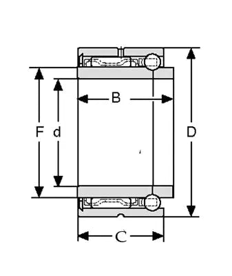 Technical diagram of NKIB5912 Needle Roller Bearing - 3-Point Contact Ball Bearing 60X85X34mm, showing dimensions and structure