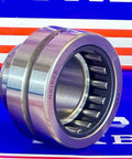 NKIS25 Needle Roller Bearing 25x47x22mm - Machined Type front view with steel finish and visible inner roller elements