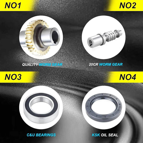 Diagram of Worm Gear Gearbox,NMRV030 Worm Gear Speed Reducer showcasing components like worm gear, 20CR gear, bearings, and oil seal.