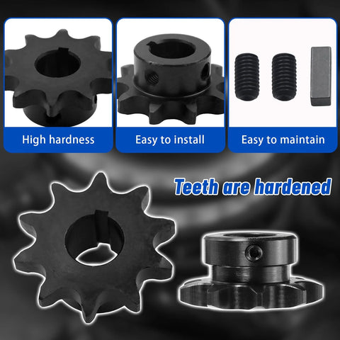 Black No 50 Roller Chain Sprocket Type B with ten teeth and accessories for machinery use, showcasing high hardness and easy installation.