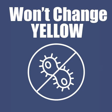 Illustration with text 'Won't Change Yellow' and crossed-out bacteria symbol for General Purpose Silicone Caulk Sealant 10.1oz Tube.