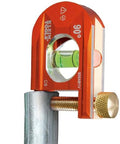 Compact 2.5 inch no-dog conduit bending level with 1 vial and ACCU-BEND design on pipe for repeatable 90 degree bends.