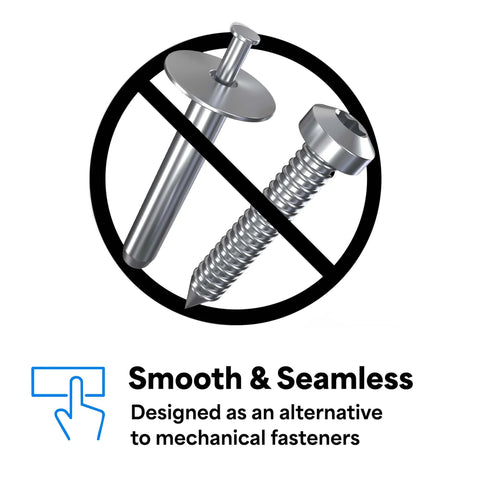 Illustration showing a screw and bolt crossed out, emphasizing Heavy Duty Mounting Tape 5952 0.75 Inch Wide 5 Yard Roll Double Sided Foam Adhesive.
