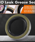 No leak grease seal for Two Pack Preassembled Trailer Idler Hub Kit Set For 3500 Pound Axles Five On Four Point Five Bolt Pattern L44649 And L68149 Bearings Fits Dexter Al Ko Lippert And Other Brands Includes Galvanized Dust Caps shown with double lip and edge bevel design details.