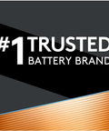 Graphic displaying "#1 Trusted Battery Brand" message with bold black and gold design, highlighting Optimum AA Batteries With Power Boost.