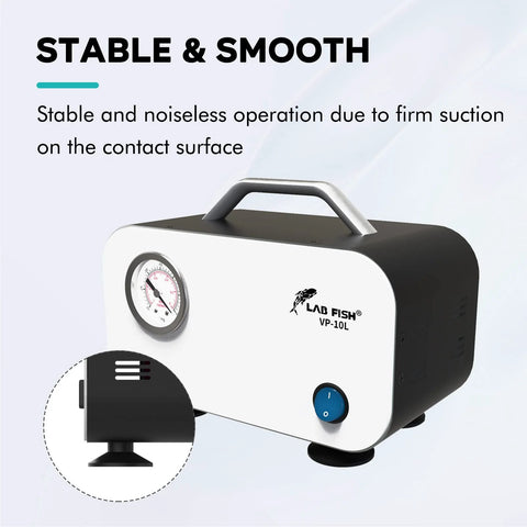 Powerful 10 Liters Per Minute Portable Lab Vacuum Pump Oil Free Diaphragm Filtration System with rubber tube by Lab Fish