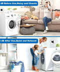 Comparison showing noise levels before and after using Anti Vibration Pads for Washing Machine and Dryer Set of 4 Universal Support Feet
