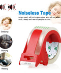 Heavy Duty Clear Packing Tape 2 Rolls With Refillable Dispenser Noiseless 1.88 In X 55 Yards Shipping Tape shown with noiseless feature icons.