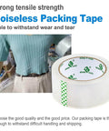 Heavy Duty Clear Packing Tape 2 Rolls With Refillable Dispenser Noiseless 1.88 In X 55 Yards Shipping Tape displayed on a table
