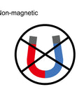 Non-magnetic symbol with crossed-out horseshoe magnet, indicating no magnetic properties.