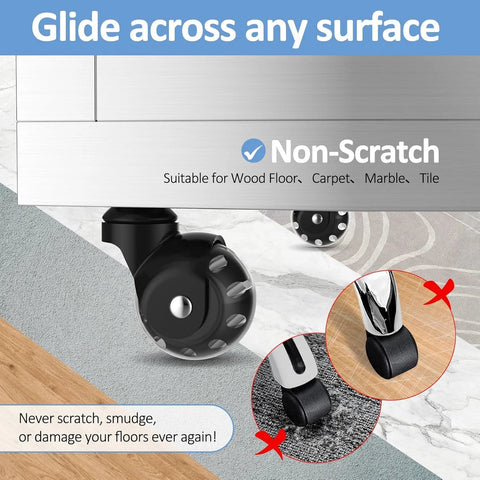2 Inch Ball Caster Wheels Stem Casters Set Of 4 Heavy Duty 1200 Lb Capacity 360 Degree Swivel Non Marking Polyurethane Black Replacement Castors